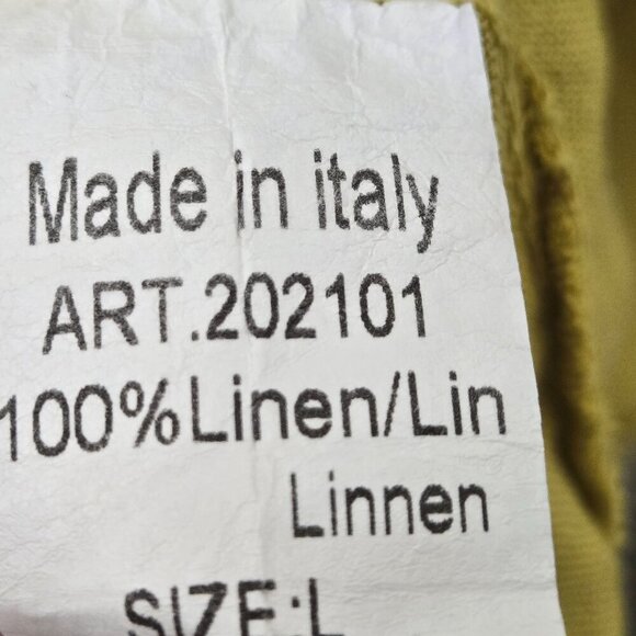 Lungo L'arno Tunic Top M/L Italy Yellow White Stripes Linen Ruffle Lagenlook - Picture 5 of 8